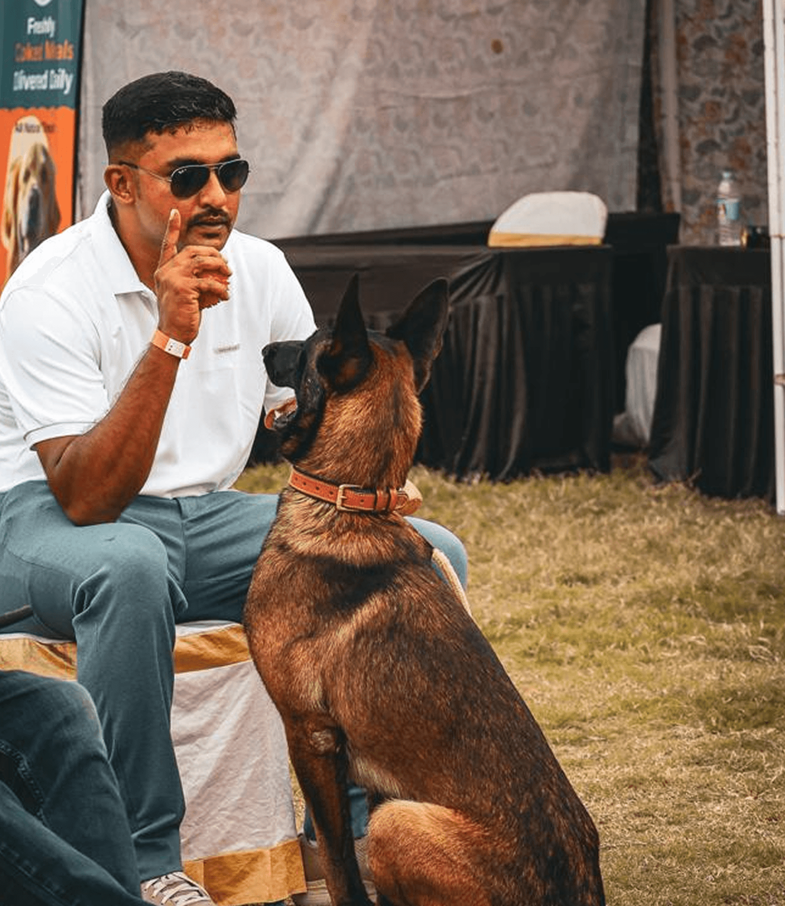 Dog and owner bonding after training at Canine Craft Academy Bangalore